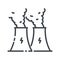 Vector thermal power plant line icon isolated