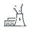 Vector thermal power plant line icon isolated on transparent background.