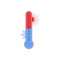 Vector thermometer with red sun and blue snowflake. Weather indicator icon.