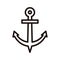 Vector thin line anchor icon. Minimal outlined illustration for marine, nautical and sea subjects