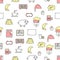 Vector thin line art sleep seamless pattern