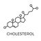 Vector thin line icon of cholesterol molecular structure. Chemical formula