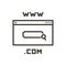 Vector thin line icon illustration graphic element design of a search bar with a magnifier on a web page with .com and www text