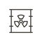 Vector thin line icon outline linear stroke illustration of a barrel drum container of hazard radioactive nuclear liquid