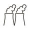Vector thin line icon outline linear stroke illustration of nuclear power plant, factory chimneys with smoke clouds, harmful