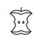 Vector thin line icon outline linear stroke illustration of organic waste, food compost. Eaten apple, finished healthy meal