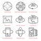 Vector thin line icons set with 360 Degree View and, Panorama tools and applications.