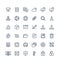 Vector thin line icons set with big data and analytics technology outline symbols