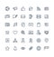 Vector thin line icons set with social media, network outline symbols.