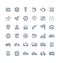 Vector thin line icons set with transport, navigation outline symbols.