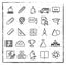 Vector thin line school, education and science icons set