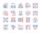 Vector thin linear icon set of Big Data. Outline symbol collection of datum analysis