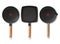 Vector three black frying pans of various shapes