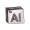 Vector three-dimensional hand drawn chemical gray silver symbol of aluminium with an abbreviation Al from the periodic table