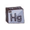 Vector three-dimensional hand drawn chemical gray symbol of mercury with an abbreviation Hg from the periodic table