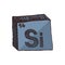 Vector three-dimensional hand drawn chemical symbol of silicon with an abbreviation Si from the periodic table of the elements