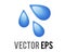 Vector three light blue droplets icon, as sweat beads, splashing down to right