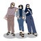 Vector of three young sisters wearing hijab.