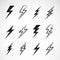 Vector of thunder lightning flat icons set on white background.
