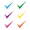 Vector tick check mark multi-color icon set on white background