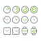 Vector timers set. Variety of the clock icons. Modern flat style.