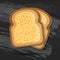 Vector toast isolated on black chalk board. bread illustration. Realistic slice . breakfast concept. icon .