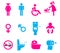 Vector toilet icons set isolated on white background.