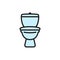 Vector toilet, lavatory, WC flat color line icon.