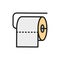 Vector toilet roll flat color line icon.