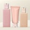 Vector Toiletries, Skin Care or Beauty Dual Layers Transparent Cap Bottle & Tube Packaging