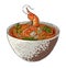 Vector of Tom yum kung soup illustration.Asian food.Hand drawn asian food on white isolated background.