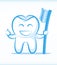 Vector Tooth Character with Toothbrush