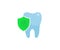 Vector tooth and shield, dental health protection logo design. Dental insurance, dental care concepts vector design.