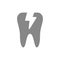 Vector toothache gray icon. Cracked tooth symbol