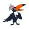 Vector toucan with floral wreath.