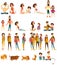 Vector tourist people characters flat icons set