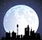 vector town background and moon