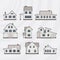 Vector town houses icon set