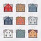 Vector town houses icon set