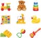 Vector toy icons. Baby toys