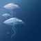 Vector. Translucent jellyfish on a blue background