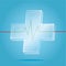Vector: Transparency first aid icon with heart pulse graph on bl