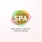 Vector transparent beauty, spa and yoga logo with stylized stone symbols in light colors isolated on white background.