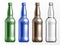 Vector transparent color glass texture bottle set