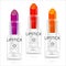 Vector Transparent Lipstick Packaging in three colors