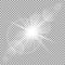 Vector transparent sun flash with rays and spotligh.