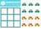 Vector transportation tic tac toe chart with girl and boy driving cars with passengers. Board game playing field. Funny transport