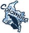 Vector travel sticker with Andean condor and mountains - Colombia, South America