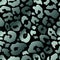 Vector Trendy abstract midnight green leopard seamless pattern. Wild animal cheetah skin chrome metallic texture on black