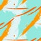 Vector trendy contrast fantasy freehand composition with mint orange brush stroke pattern. Speed style dynamic art